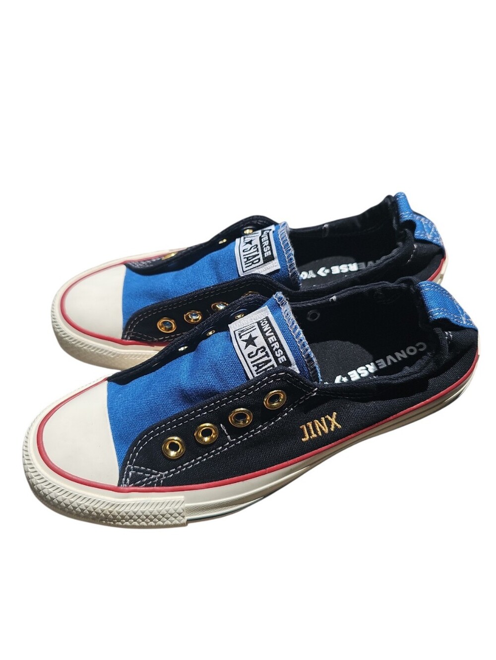 Custom Converse Chuck Taylor All Star Slip-On | One-of-a-Kind Navy & Black Sz6.5